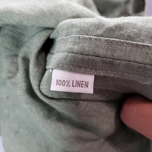 Mara Gibbucci Women Top Medium‎ Green Linen Tank Lagenlook Scoop Neck Tied Back - Picture 7 of 9